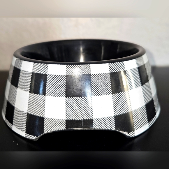 Farmhouse Black White Buffalo Check Plaid Pet Melamine Food Water Bowl - Picture 1 of 3